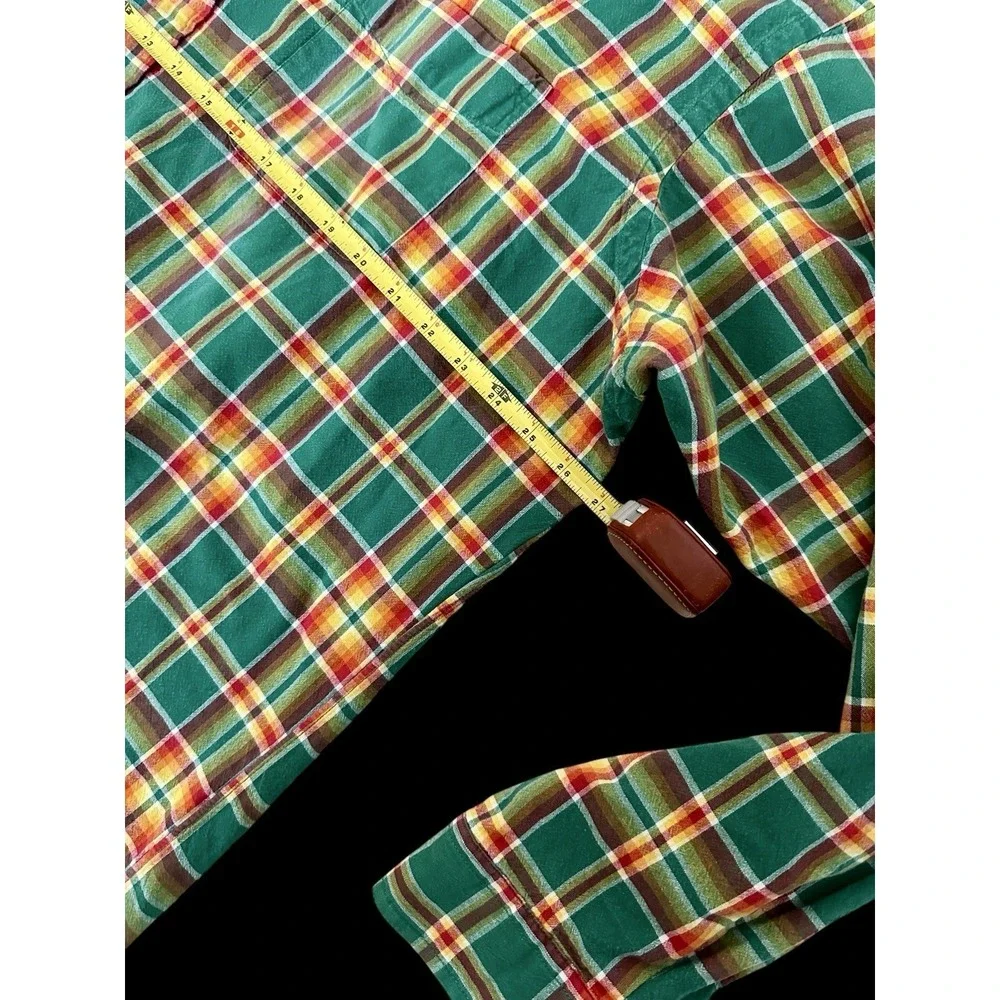 Ralph Lauren XXL Blake Long Sleeve Button Up‎ Plaid Green Orange 100% Cotton